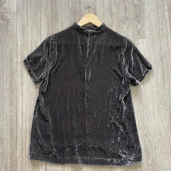 Madewell Silk Blend Velvet Choker Mock Neck Top Lavender Taupe Size Small - Picture 2 of 9
